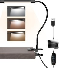 LED Desk Lamp with Clamp - Adjustable 3 Color Modes 10 Brightness Level Table La