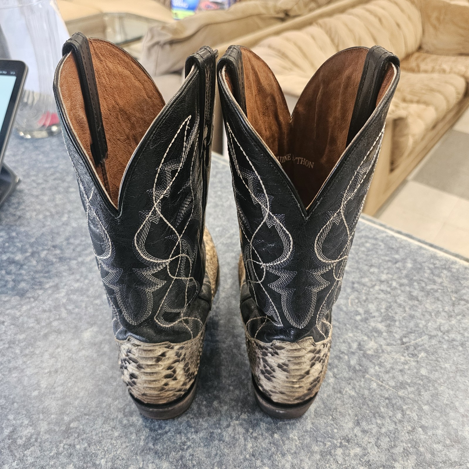 Dan Post Manning Python Snake Black/Natural Weste… - image 3