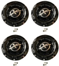 4 Cap Deal XF OFF-ROAD Gloss Black Wheel Center Cap C-969-2 with Screws