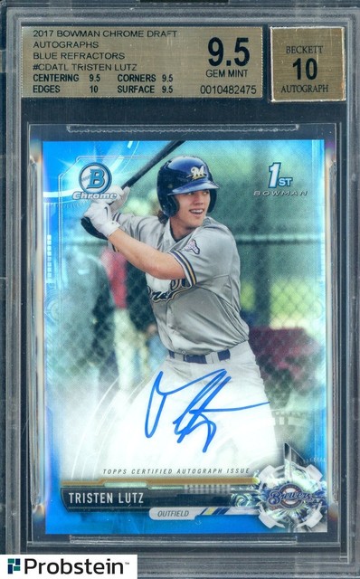 2017 Bowman Chrome Blue Refractor Tristen Lutz RC Rookie /150 BGS 9.5 w/ 10 AUTO