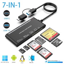 USB 3.0 USB C Memory Card Reader 7 in 1 High Speed Adapter for Micro SD TF CF XD