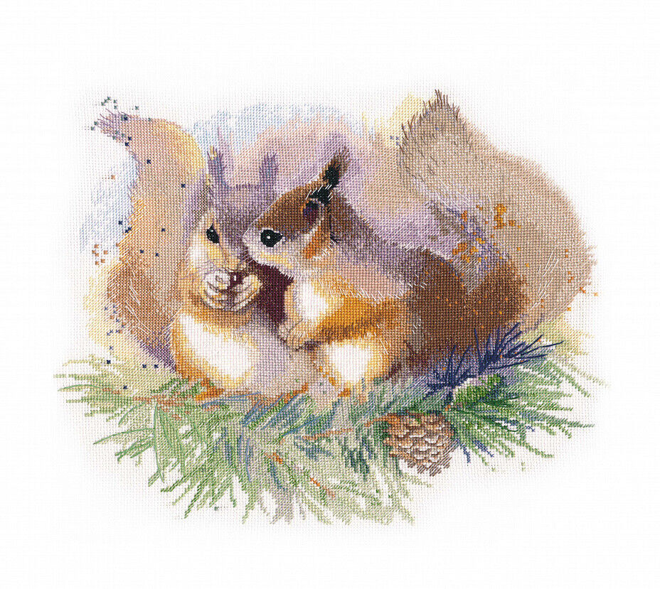 Counted Cross Stitch Kit OVEN 1305 - Squirrels