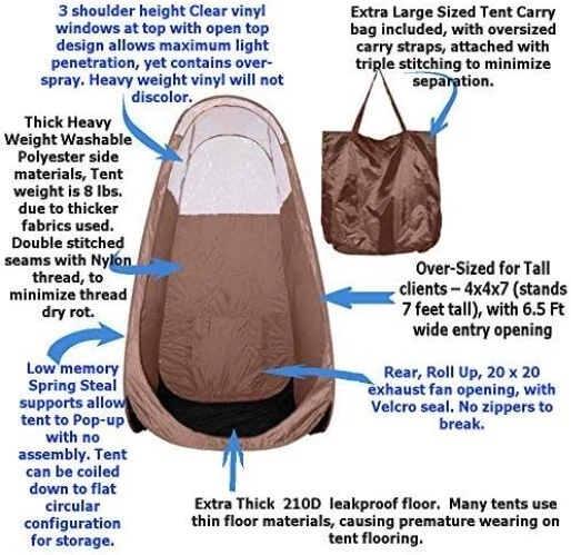 Instant Brown Pop Up Tanning Tent - Stain Resistant with Easy Access Opening - Image 3 of 3