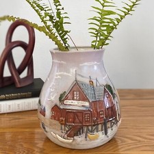 Vintage vase 8" Hand painted lighthouse decoration