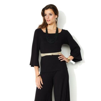 IMAN Size S Luxury Resort Top and Necklace BLACK