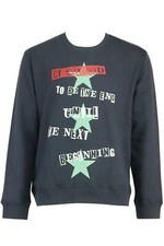 VALENTINO MEN'S PRINTED COTTON JERSEY SWEATSHIRT MEDIUM