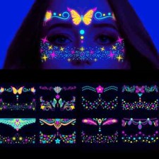Fluorescent Waterproof Face Tattoo Sticker Temporary for Party Night Club Makeup