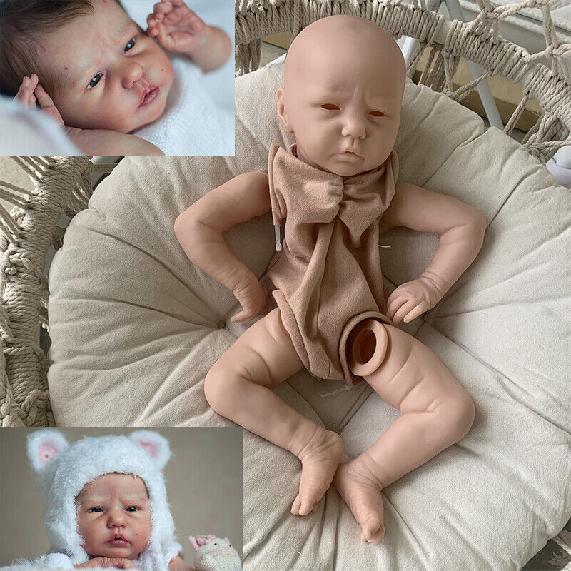 19in Blank Reborn Doll Kit with Cloth Body Eyes Unpainted DIY Parts Full Set