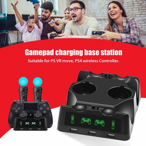 Controlador 4 en 1 Cargador Estación Base Soporte LED para PlayStation PS4/MOVE/PS4 VR - Imagen 7 de 8