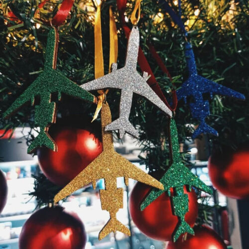 Airplane Christmas Tree Toy Set Aviation, Plane, Airplane, Christmas Decor - Afbeelding 1 van 7