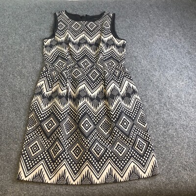 J Crew Dress Womens 6 Gray Unlined Aztec Pockets Businesss Midi Tiered