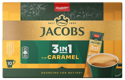 JACOBS CARAMEL 3in1 Instant Coffee 10 Sticks Box 112g 4oz