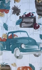 Fall Vinyl Tablecloth with Flannel Backing – Blue Truck, Sunflower & Pumpkin