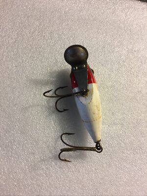 FISHING LURES PAW PAW 3 VINTAGE WOOD RIVER TYPE RED HEAD