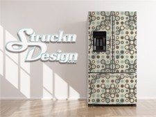 Modern Dot Spot Pattern Gray Cyan Fridge Freezer Wrap Side Door Vinyl Decal