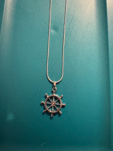 20 Zoll 925 Sterling Silber Seil Kette mit Kapitän Rad Anhänger 10% für wohltätige Zwecke