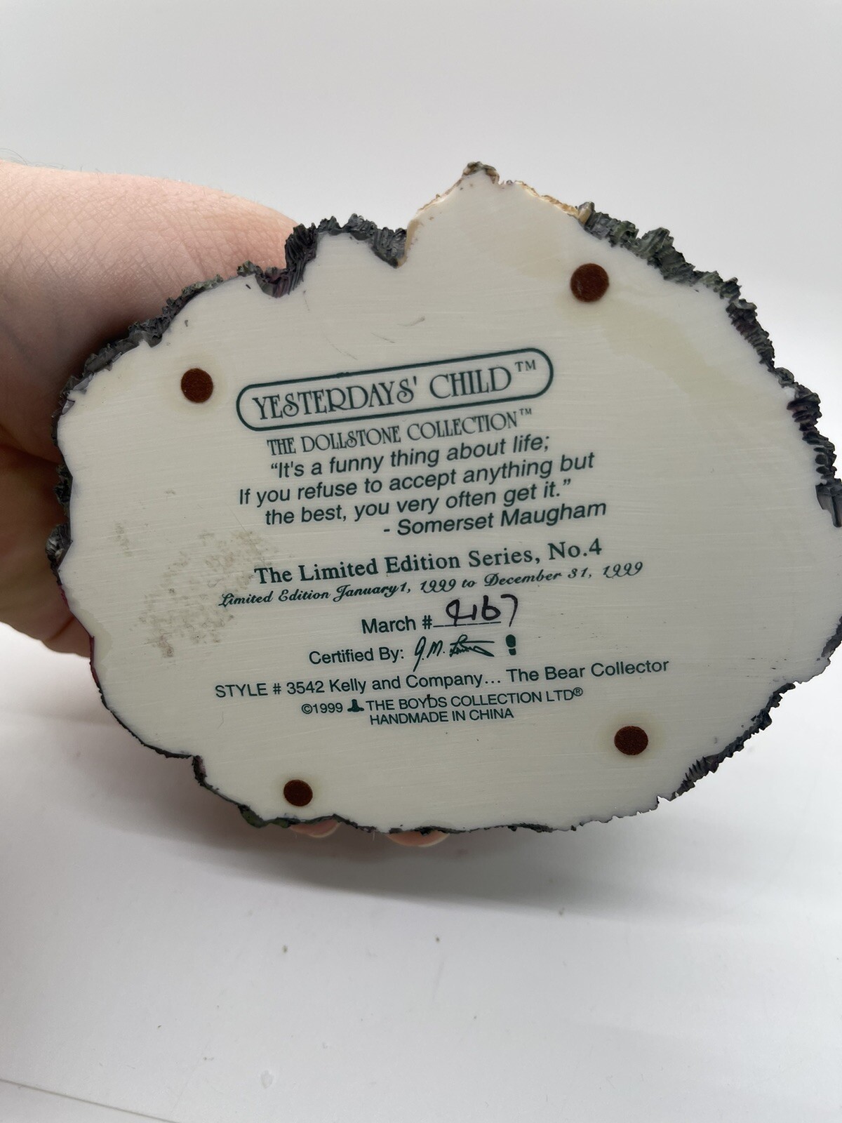 Boyds Yesterdays Child Dollstone 3542 Kelly and Company The Bear Collector