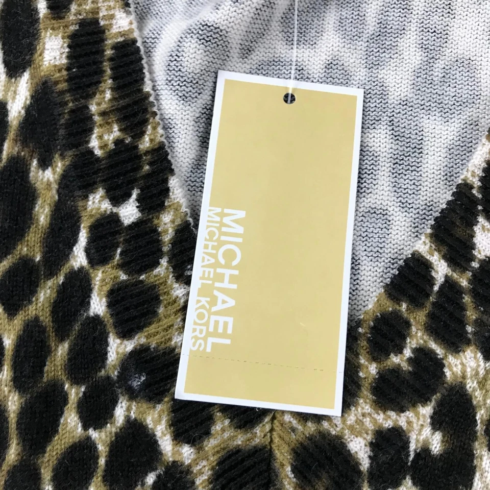 Camisa Michael Kors Mujer XL Marrón Estampado Animal Cuello en V Ligera Top Nueva con Etiquetas Foto 3 de 4