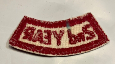 VTG 2nd Year Segment Patch Twill Red White Cut Edge Border Rocker