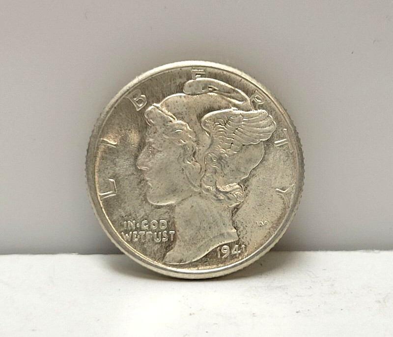 1941-D Mercury Dime Full Bands Ungraded Uncertified