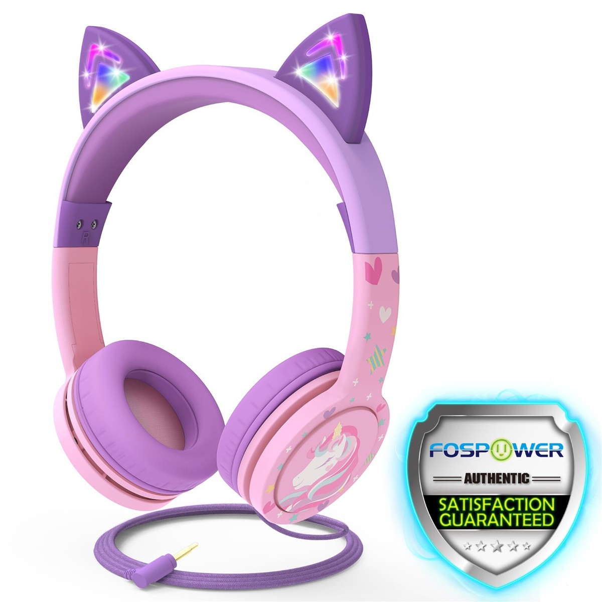 Kids Wired LED Cat Ears Headphone Headsets Girl Earphone On Ear