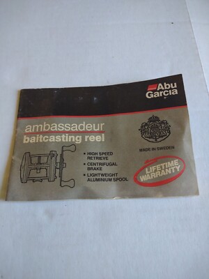 abu garcia baitcasting reels instructions Vintage Abu Garcia Ambassadeur Bait Casting Reel Instruction Manual CG