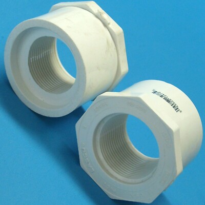 K351 Lot 2 Reducer Bushing 2x1.25 Spigot/Thread Schedule 40 PVC Plastic Fitting