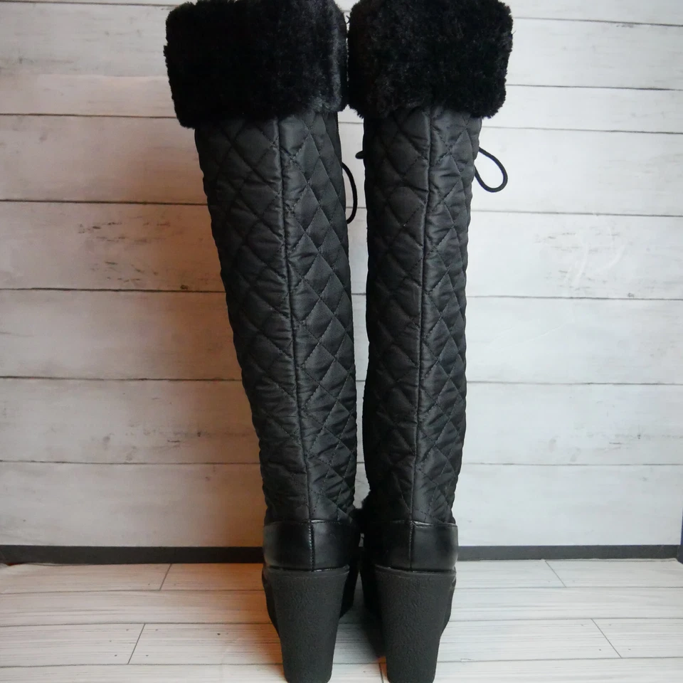 Botas altas de invierno Shoedazzle Haidee para mujer talla 8,5 negras de piel sintética Foto 3 de 4