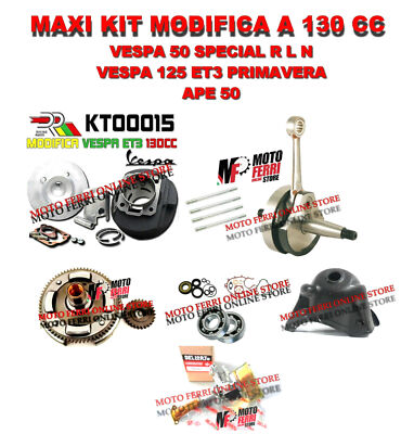 KIT MODIFICA VESPA 125 ET3 CILINDRO 130 DR ALBERO MOTORE CAMPANA