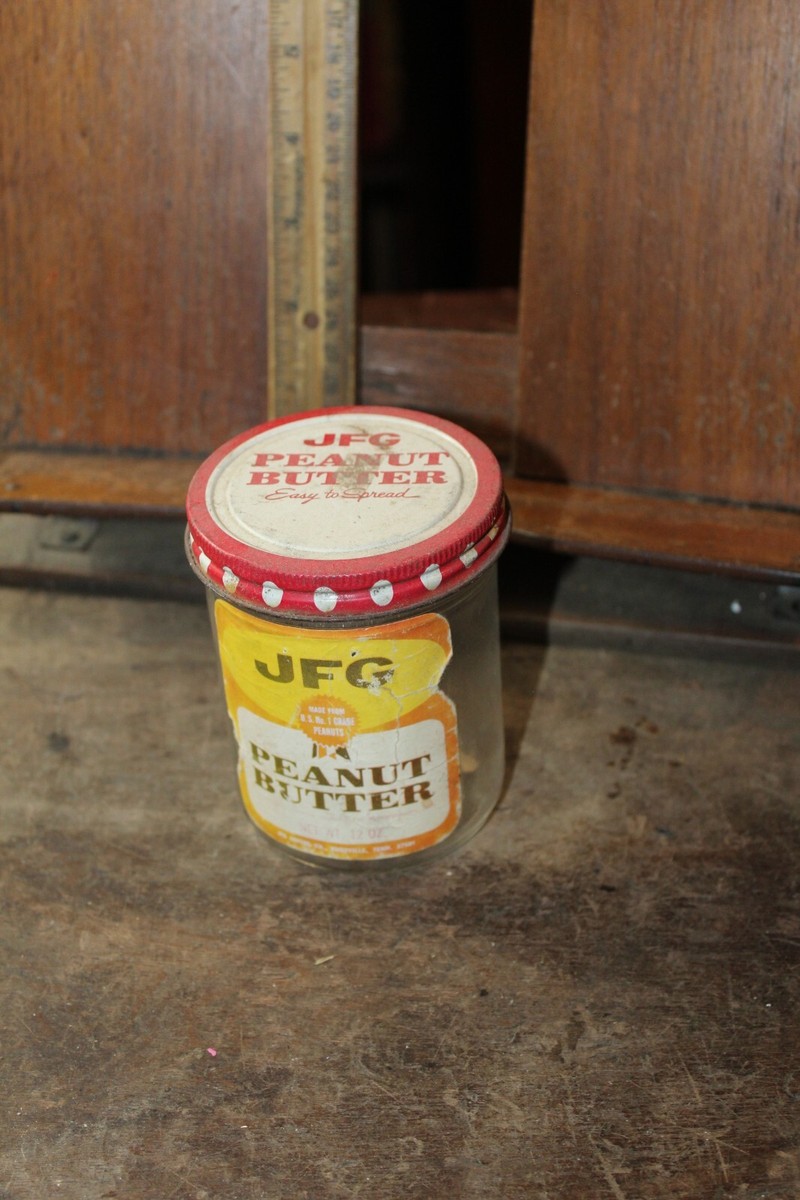 Vintage JFG Peanut Butter Jar with Litho Lid Knoxville