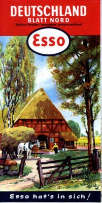 1957 Esso Road Map: Germany Deutschland Blatt Nord NOS
