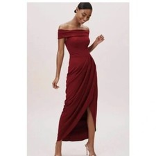 BHLDN Anthropologie Thompson Off the Shoulder Dress Burgundy red US4 UK8 EU36