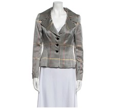 Escade Modern Houndstooth Silk Jacket Size 42