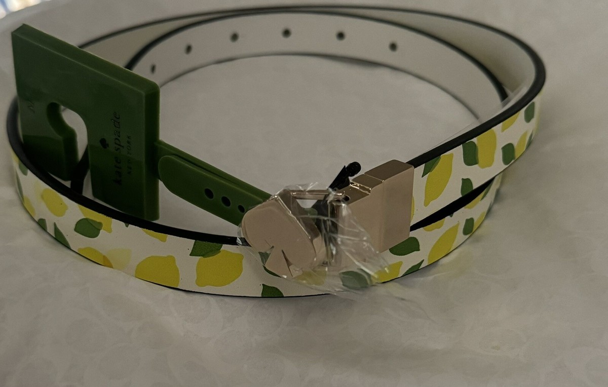 NWT Kate Spade New York Twist Reversible Leather Belt Lemon  display picture 1