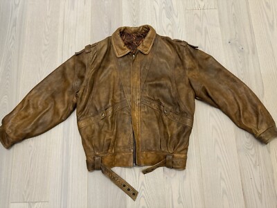 Vintage Vera Pelle Lavorazione Artigiana Men Leather Bomber