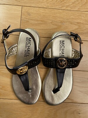 michael kors girl sandals black and gold size 11 | eBay
