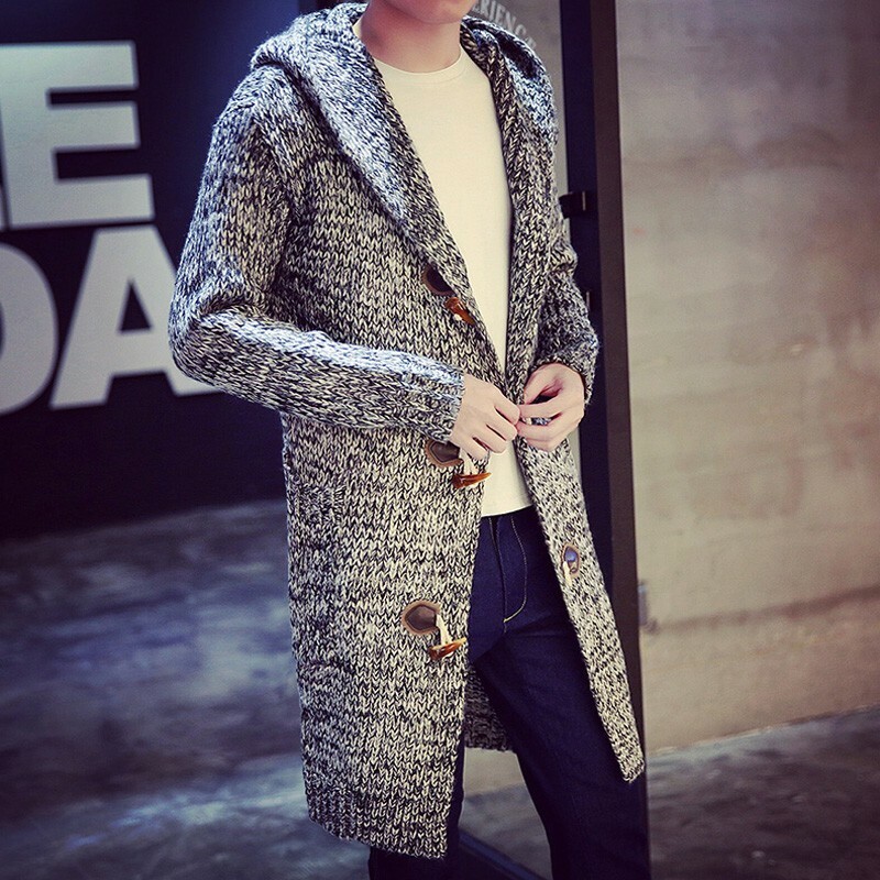 Men's Cardigan Sweater Trench Coat 