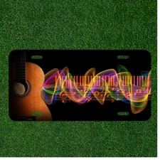Custom Personalized License Plate Auto Tag With Guitar And Musical Notes NEW