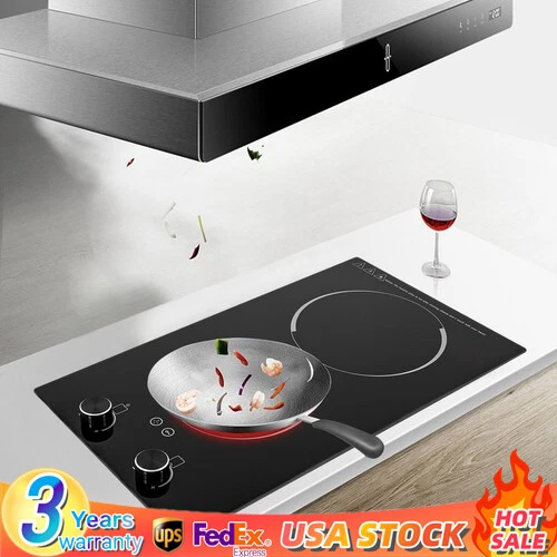 2-Burner Electric Induction Cooktop Stove Top Touch Control w/ Child Lock 2100W
