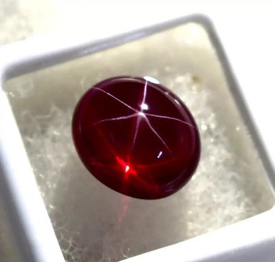 8-10 Ct 6 Rays Natural Red Star Ruby Oval Cabochon Certified Loose Gemstone
