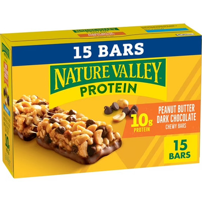 Nature Valley Protein Chewy Snack Bars, Peanut Butter Dark Chocolate, 15 Bars