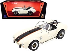 1964 Shelby Cobra 427 S/C Roadster Cream with Black and Orange Stripes 1/18