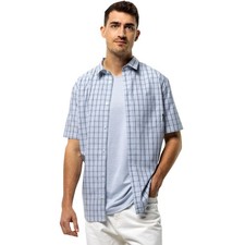 Jack Wolfskin Mens Hot Springs Short Sleeve Check Shirt - Soft Blue - M