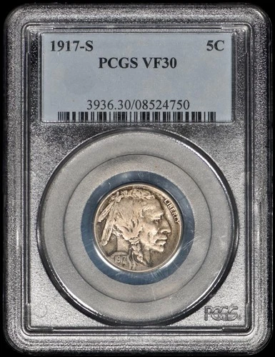 1917-S Buffalo Nickel 5c PCGS VF30 - Original!