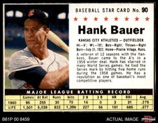 1961 Post Cereal #90 Hank Bauer  Hand Cut Athletics 4 - VG/EX