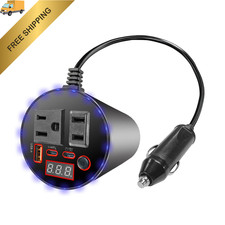 200W Car Power Inverter, 12V DC to 110V AC Plug Adapter Outlet...