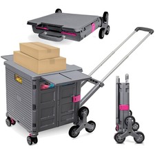 Versatile Portable Utility Cart with 6 Wheels and Adjustable Handle for Any Task