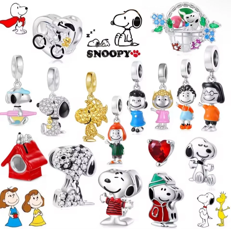Peanuts - Charm-  Anhänger Silber 925- Snoopy- für Armband Kette- Modeschmuck - Bild 2 von 2