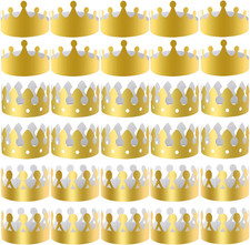 27 Pcs Gold Paper Crowns Party Hats King Crown Birthday Event Decorations