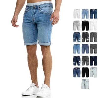Indicode Homme short jean Caden-denim bermuda pantalon court été poches - Photo 1/2